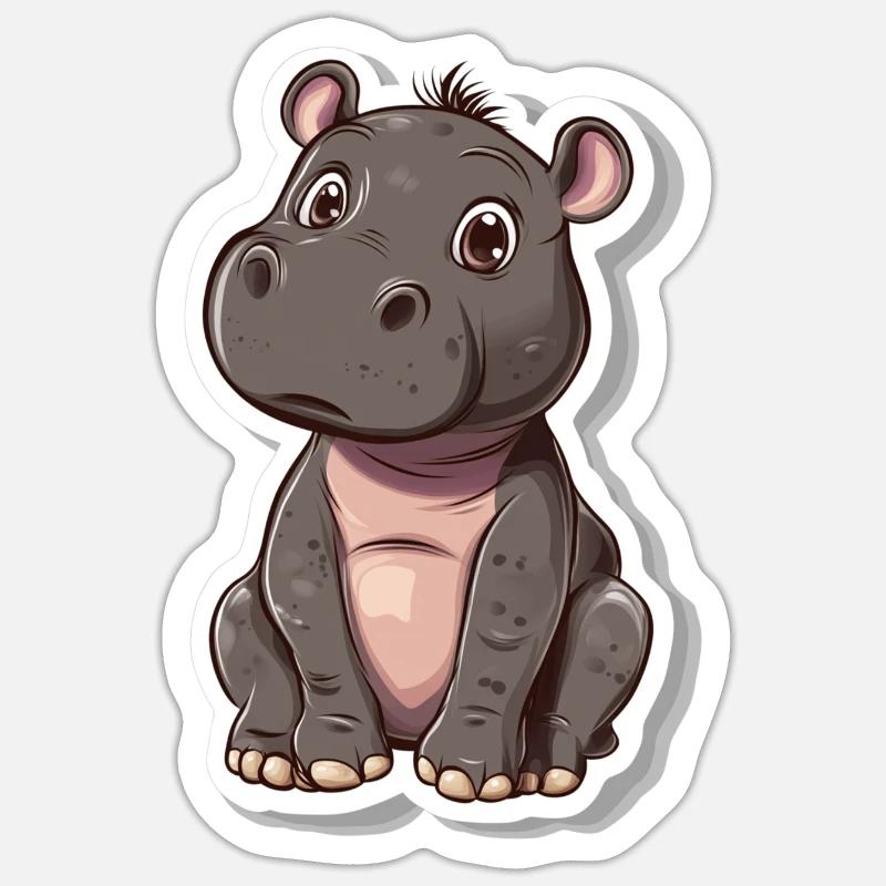 Nilpferd - Sticker Größe S (10 x 10 cm) - Mattweiß