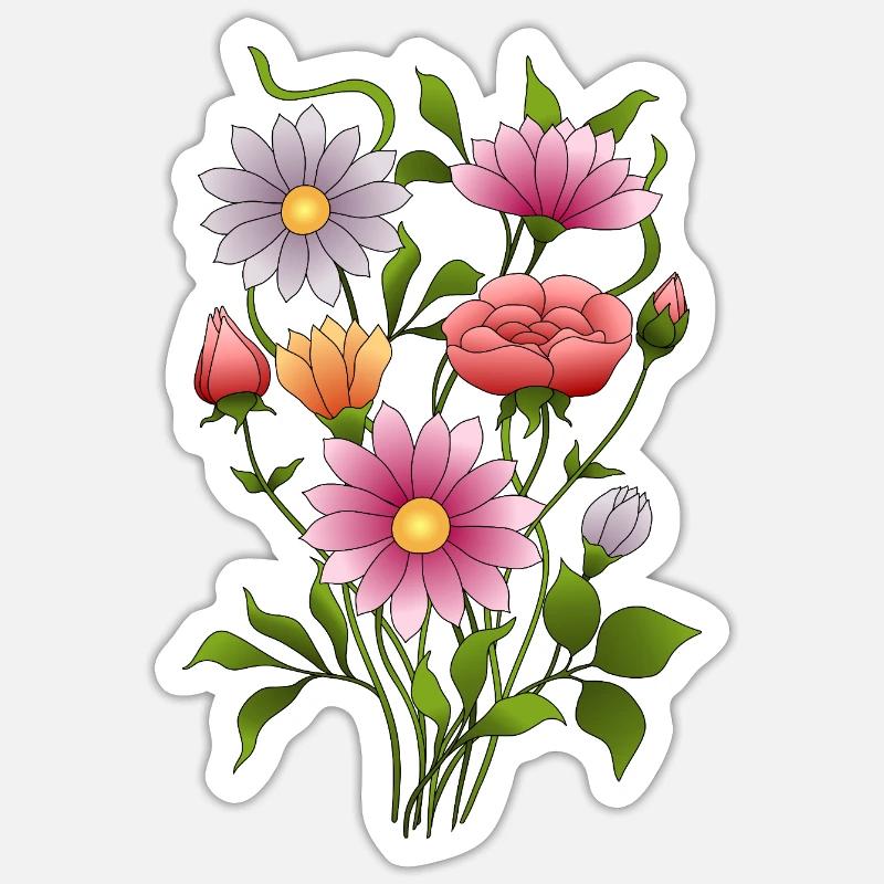 Fleur - Sticker taille S (10 x 10 cm) - blanc mat