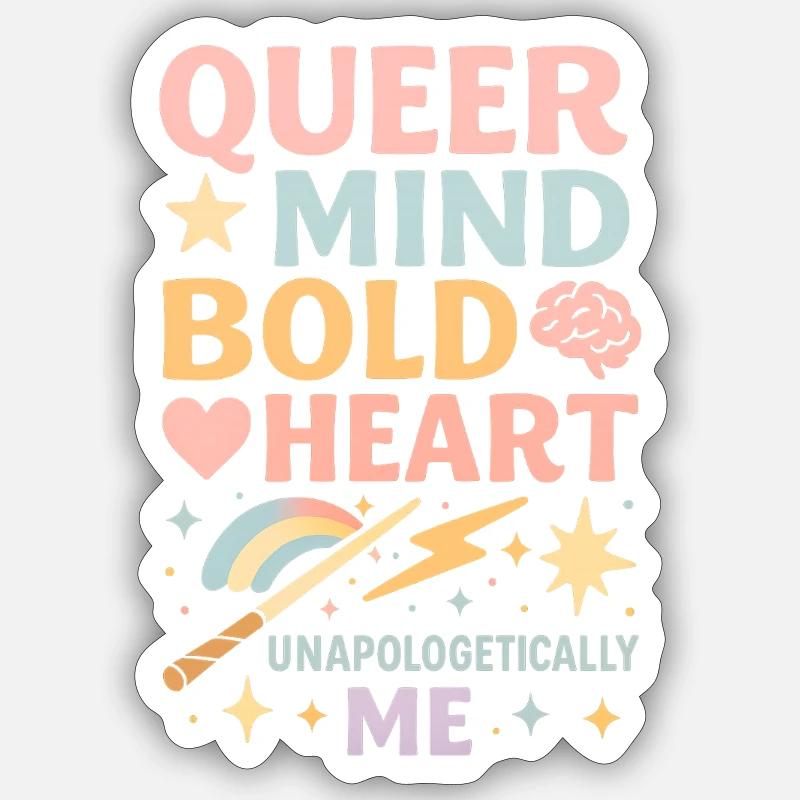 Queer Mind Bold Heart - Sticker taille S (10 x 10 cm) - blanc mat