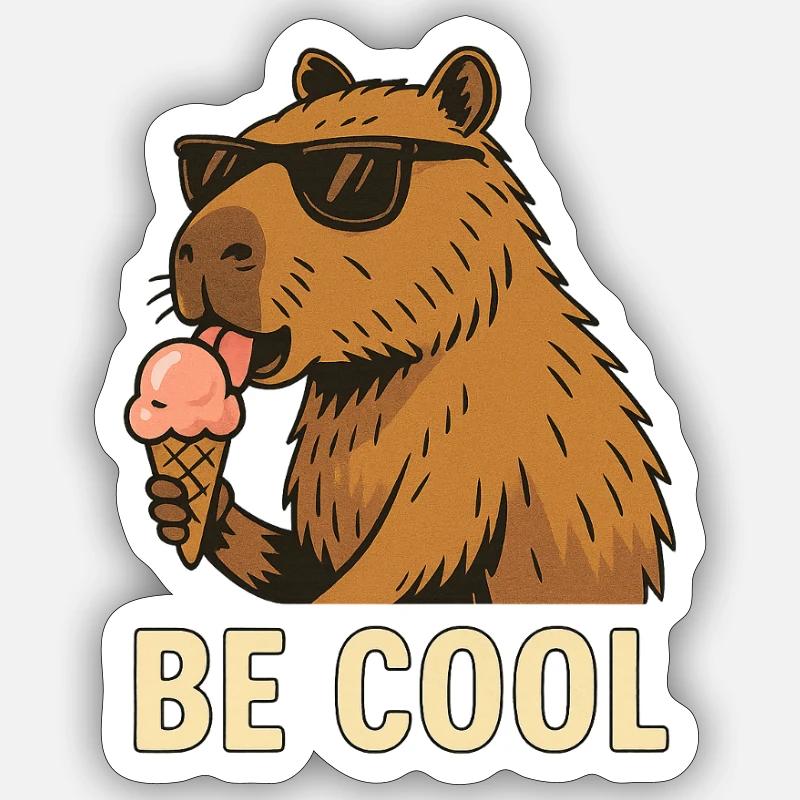 Sei cool Kapybara - Sticker Größe S (10 x 10 cm) - Mattweiß