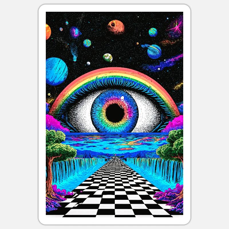 Psychedelic Journey into Space - Sticker size S (10 x 10 cm) - white matte