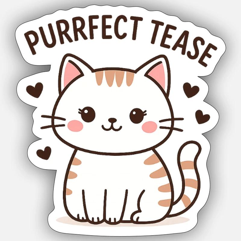 Mignon chat taquiner Slogan - Sticker taille S (10 x 10 cm) - blanc mat