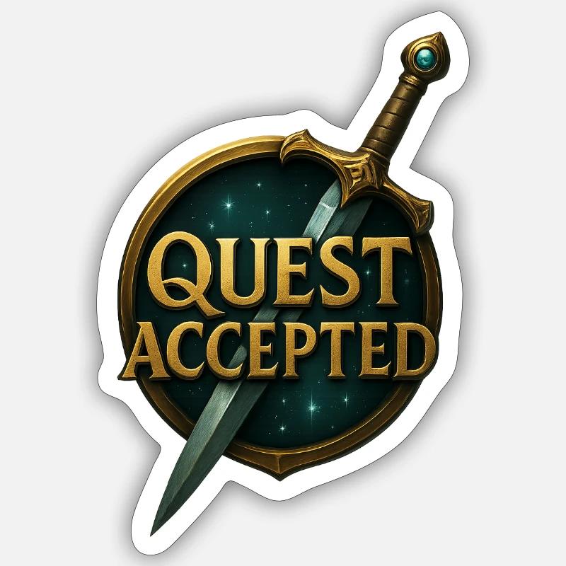 Quest_Accepted - Sticker taille S (10 x 10 cm) - blanc mat