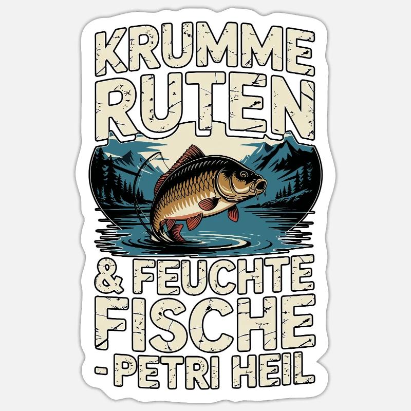 Crooked rods & wet fish Sticker size S (10 x 10 cm)