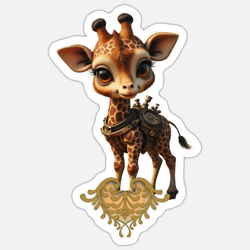 Charming Steampunk Giraffe - Sticker size S (10 x 10 cm) - white matte