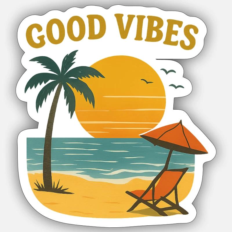Sunset Beach Motif - Sticker size S (10 x 10 cm) - white matte