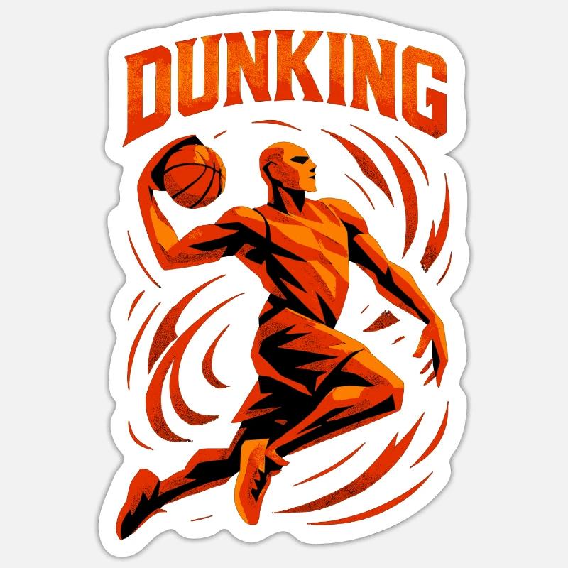 Basketball Dunk Wurf Spieler Dunking Geschenk - Sticker Größe S (10 x 10 cm) - Mattweiß