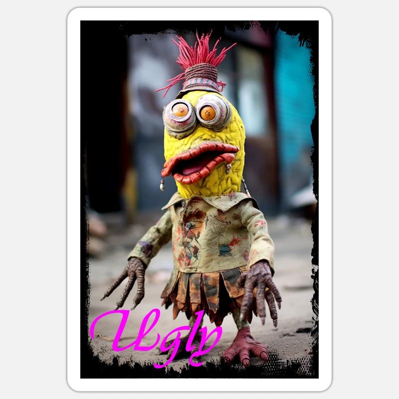 Expressive Trash Character Doll Illustration - Sticker size S (10 x 10 cm) - white matte