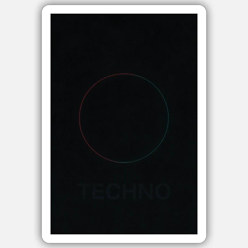 Techno in neon light - Sticker size S (10 x 10 cm) - white matte
