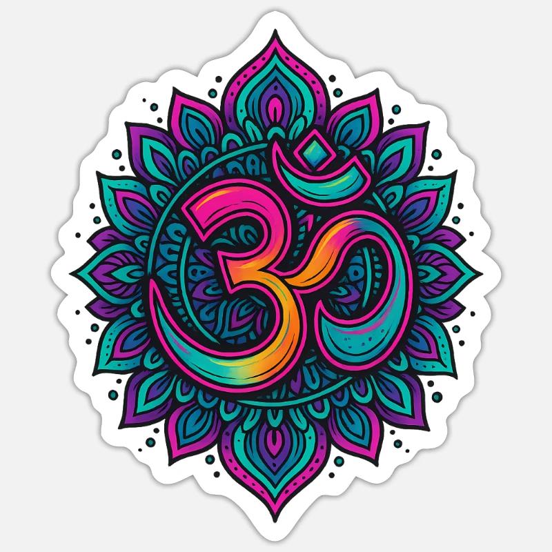 Psychedelic Om Goa Mandala - Sticker size S (10 x 10 cm) - white matte