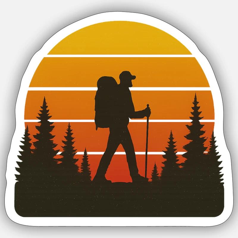 Adventurous hiker sunset - Sticker size S (10 x 10 cm) - white matte