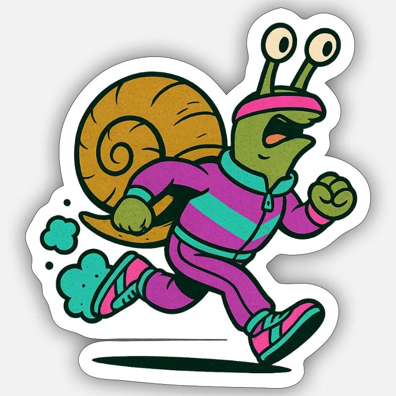 Escargot de course - Sticker taille S (10 x 10 cm) - blanc mat