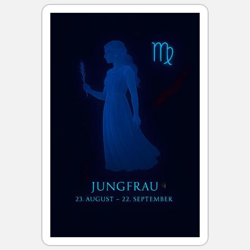 Jungfrau Sternzeichen 23.08. – 22.09. - Sticker Größe S (10 x 10 cm) - Mattweiß
