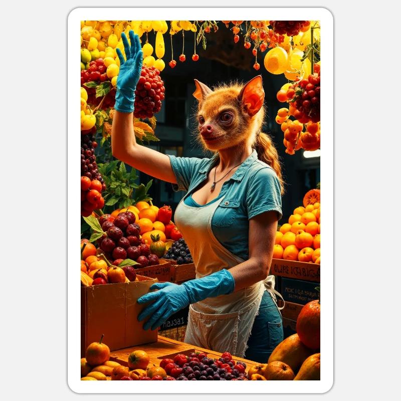 Humanoid Fruit Bat - Sticker size S (10 x 10 cm) - white matte