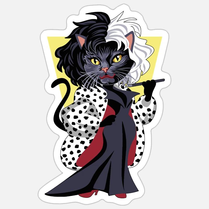 Chat de Vil - Sticker taille S (10 x 10 cm) - blanc mat