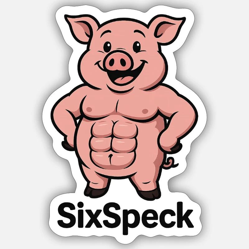 Humorous Muscle Belly Pig Sticker size S (10 x 10 cm)