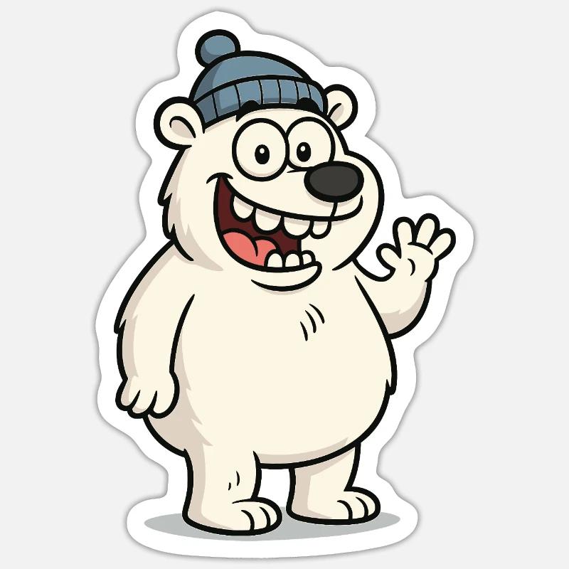 Cute bear with hat - Sticker size S (10 x 10 cm) - white matte