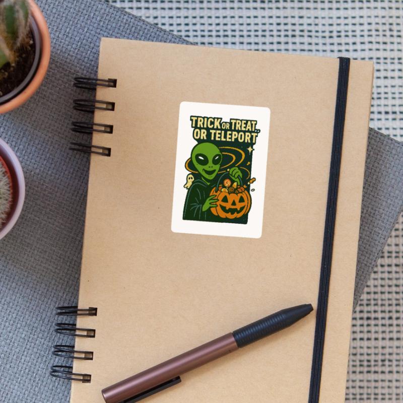 Alien Halloween T-Shirt – Süßes oder Saures... oder... Sticker Größe S (10 x 10 cm)
