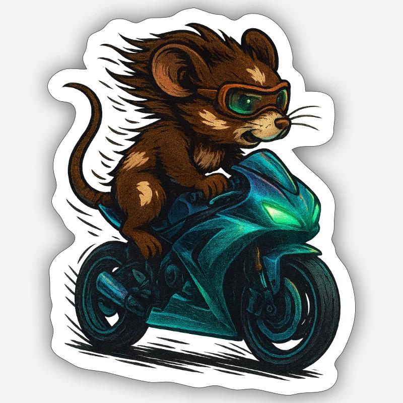 Motorcycle Mouse Sticker size S (10 x 10 cm)