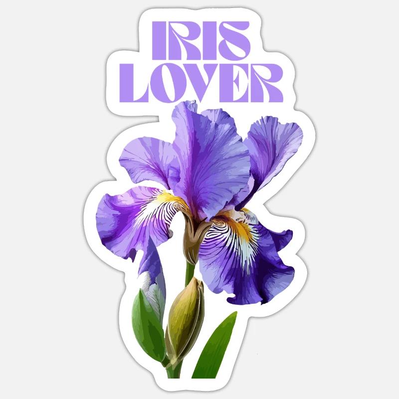 Fleur d’iris violet design botanique - Sticker taille S (10 x 10 cm) - blanc mat