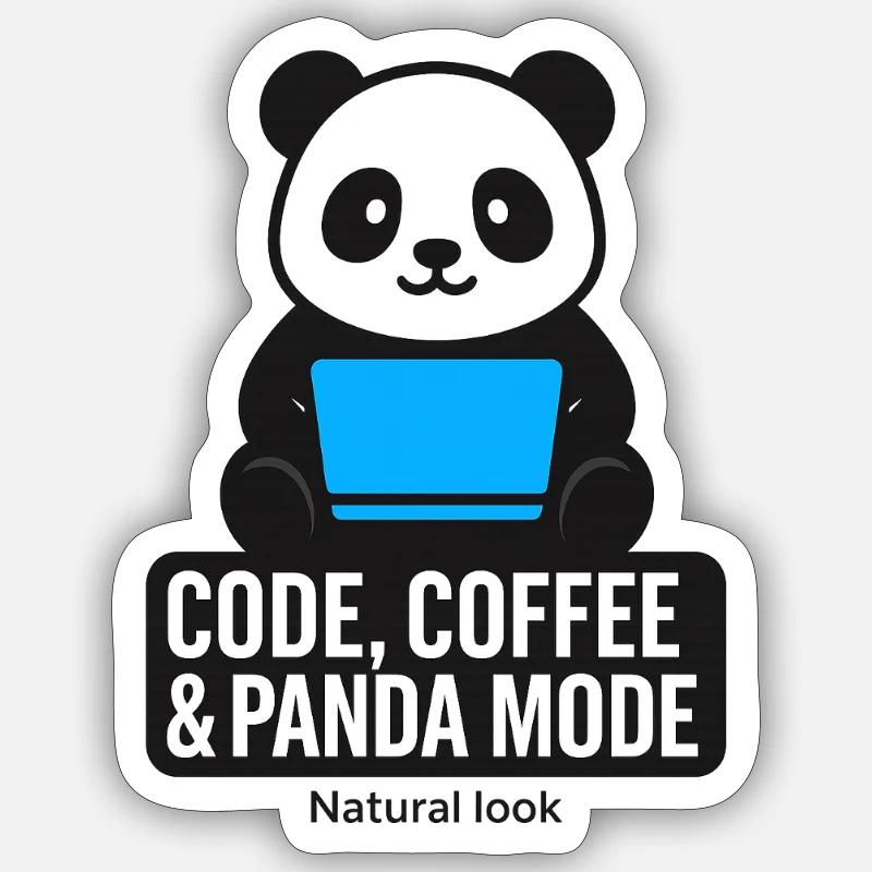 Code, Kaffee & Panda Style - Sticker Größe S (10 x 10 cm) - Mattweiß