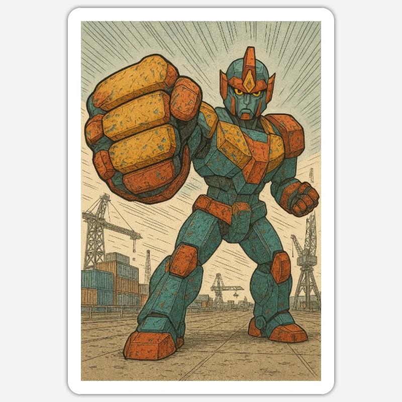 Position de combat de robot dans les docks Sticker taille S (10 x 10 cm)