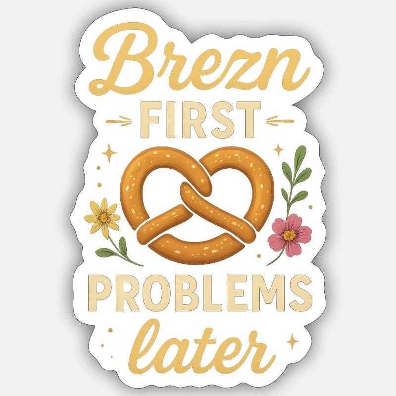 Brezn_first _Problems_later_Lustiges_Party_Shir - Sticker size S (10 x 10 cm) - white matte