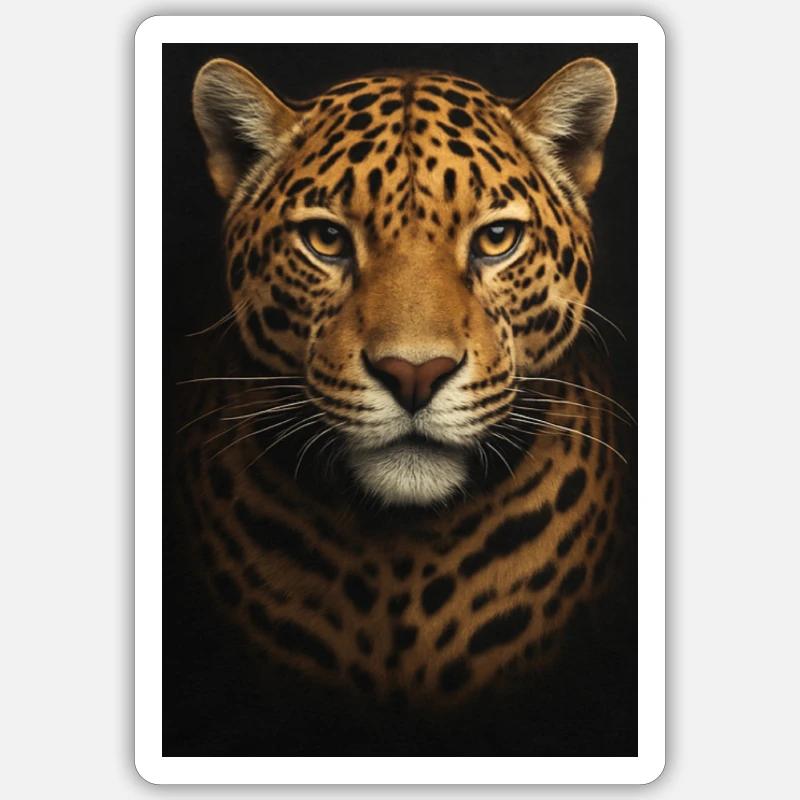 Datenanalyse-Illustration mit Leopard - Sticker Größe S (10 x 10 cm) - Mattweiß