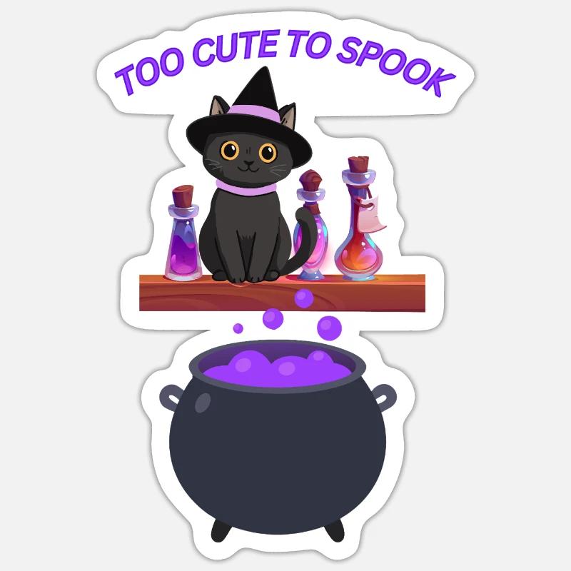 Cute witch cat with magic potion Sticker size S (10 x 10 cm)