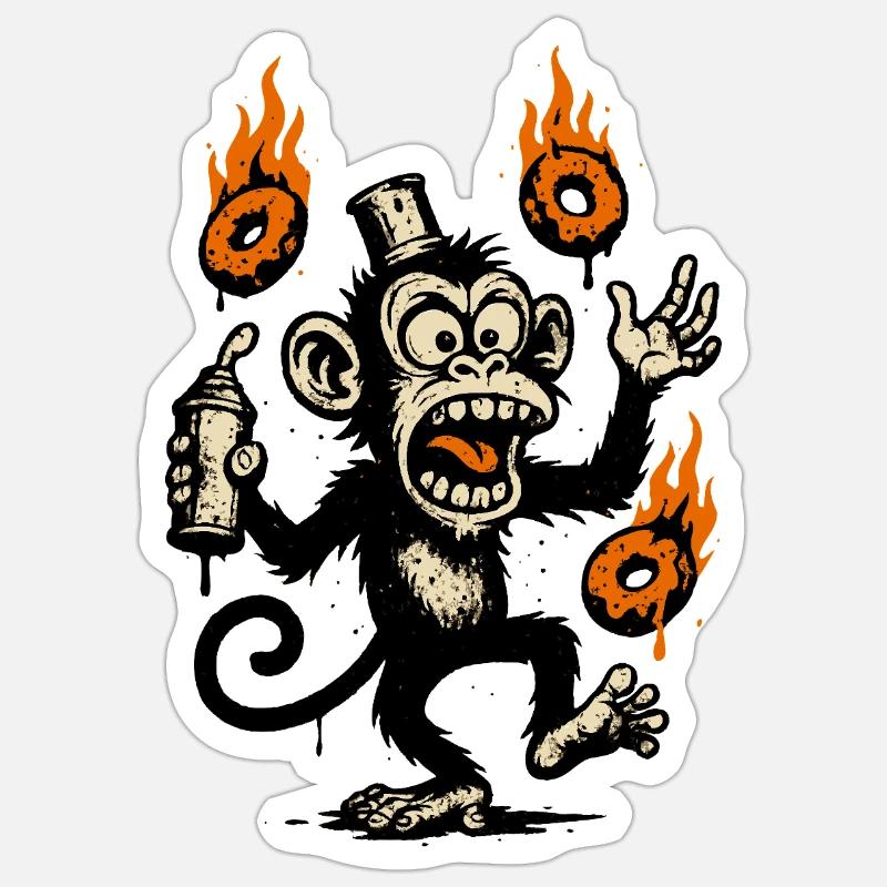 Fiery Monkey with Magic Talisman Sticker size S (10 x 10 cm)