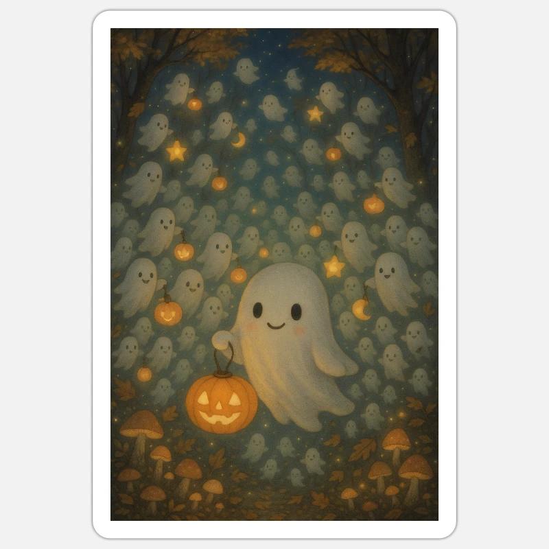 Halloween Ghosts and Ghosts - Sticker size S (10 x 10 cm) - white matte