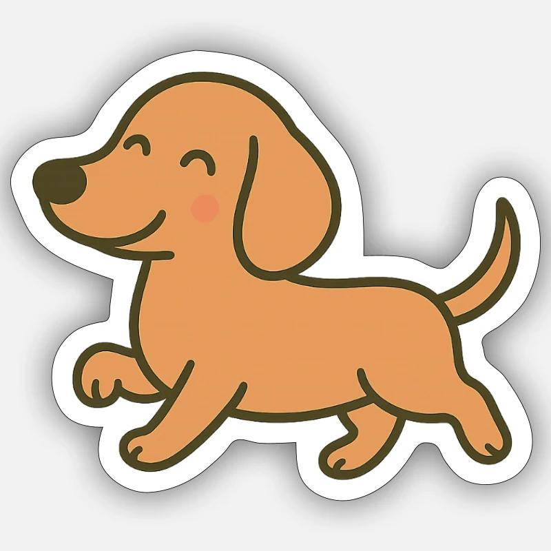 conception de dessin animé de course de chiot joyeux Sticker taille S (10 x 10 cm)