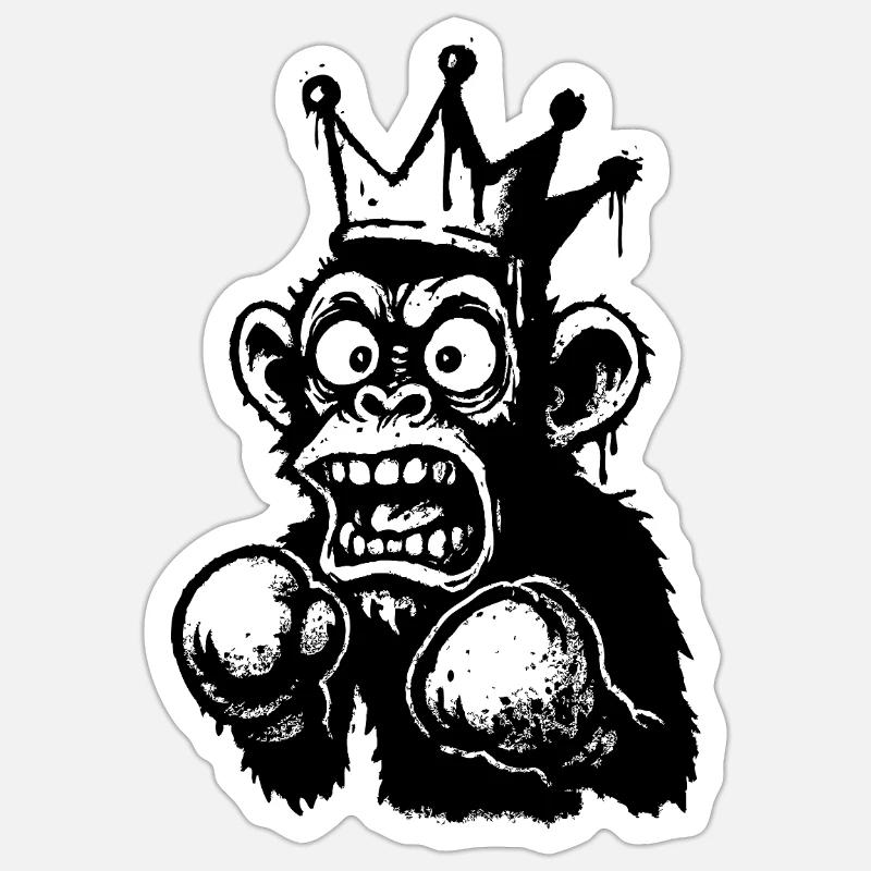 Écrasement Monkey King Illustration - Sticker taille S (10 x 10 cm) - blanc mat