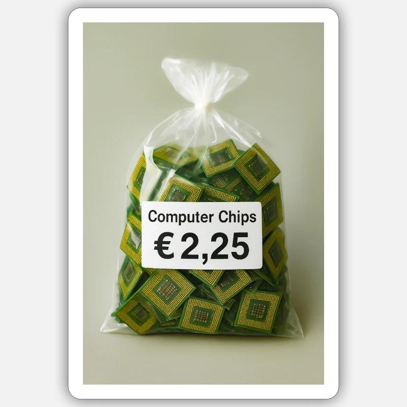 Computer chips price label - Sticker size S (10 x 10 cm) - white matte