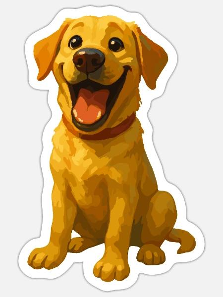 Lachender Labrador – Lustiges Hundemotiv  - Sticker Größe S (10 x 10 cm) - Mattweiß