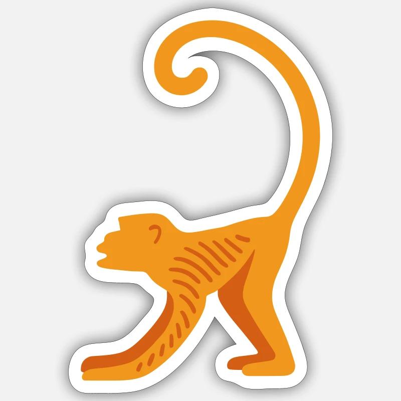 Orangutan Linienlogo - Sticker Größe S (10 x 10 cm) - Mattweiß