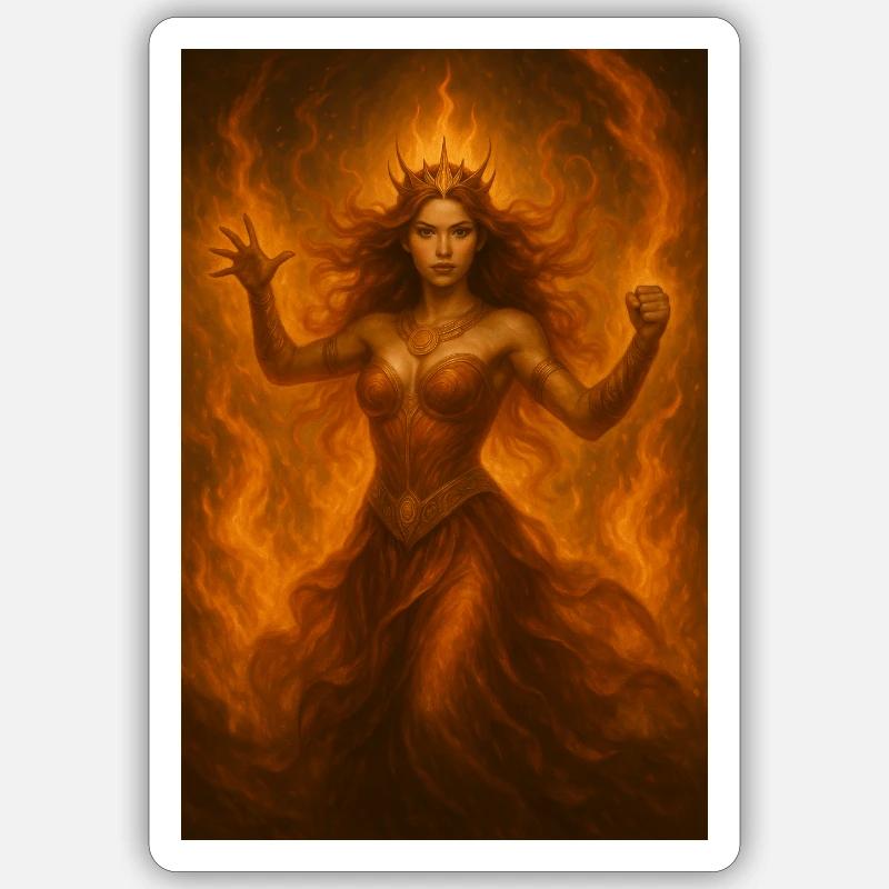 Déesse de Feu – Puissance Ardente - Sticker taille S (10 x 10 cm) - blanc mat