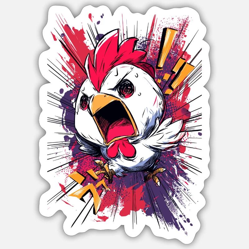 Explosion de poulet Outcry - Sticker taille S (10 x 10 cm) - blanc mat