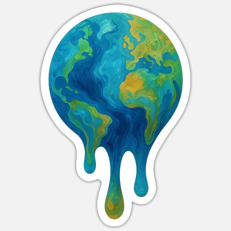 Melting Globe – Art abstrait du climat - Sticker taille S (10 x 10 cm) - blanc mat