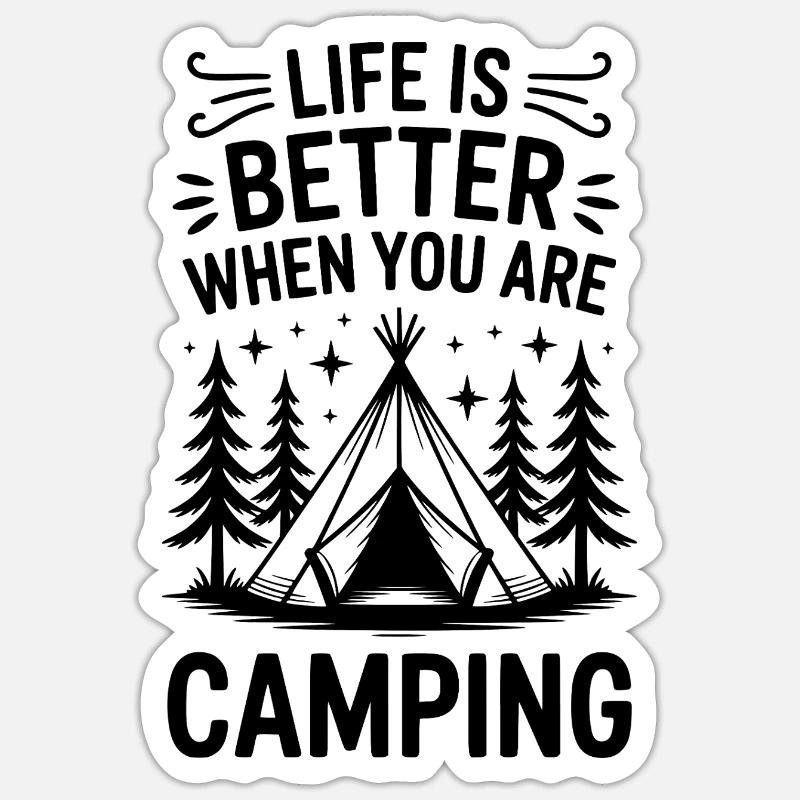 Camping Outdore Saying Camper - Sticker size S (10 x 10 cm) - white matte