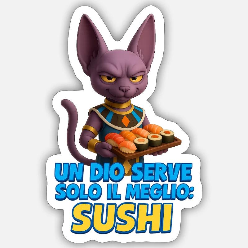 Un_Dio_e_il_Sushi_Perfetto - Sticker taille S (10 x 10 cm) - blanc mat