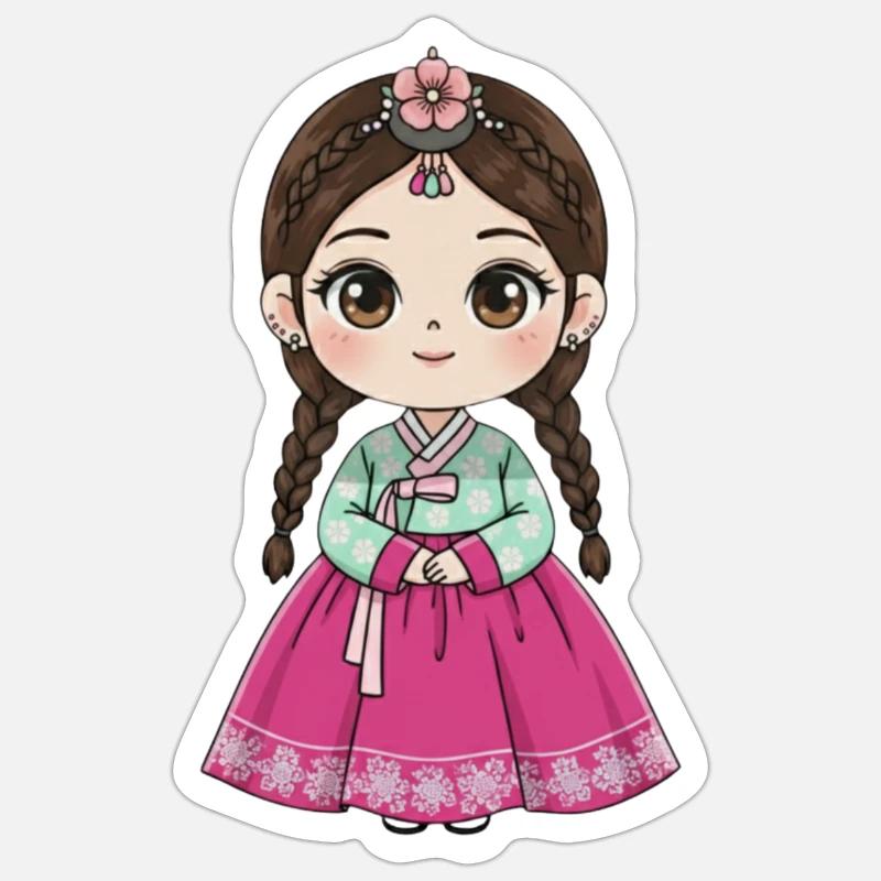 Chibi Hanbok Candy Dream Chaewon - Sticker taille S (10 x 10 cm) - blanc mat