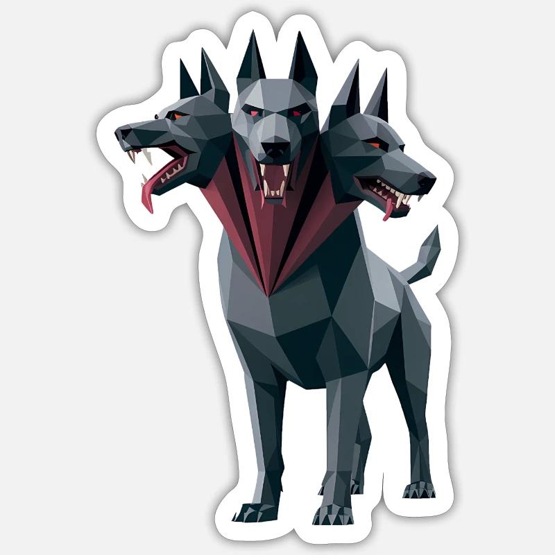 Cerberus - Cool Low Poly  Logo - Sticker taille S (10 x 10 cm) - blanc mat