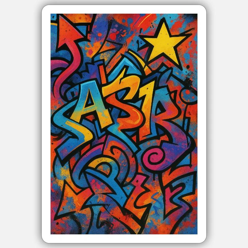 Astr Graffiti Explosion de couleurs Sticker taille S (10 x 10 cm)