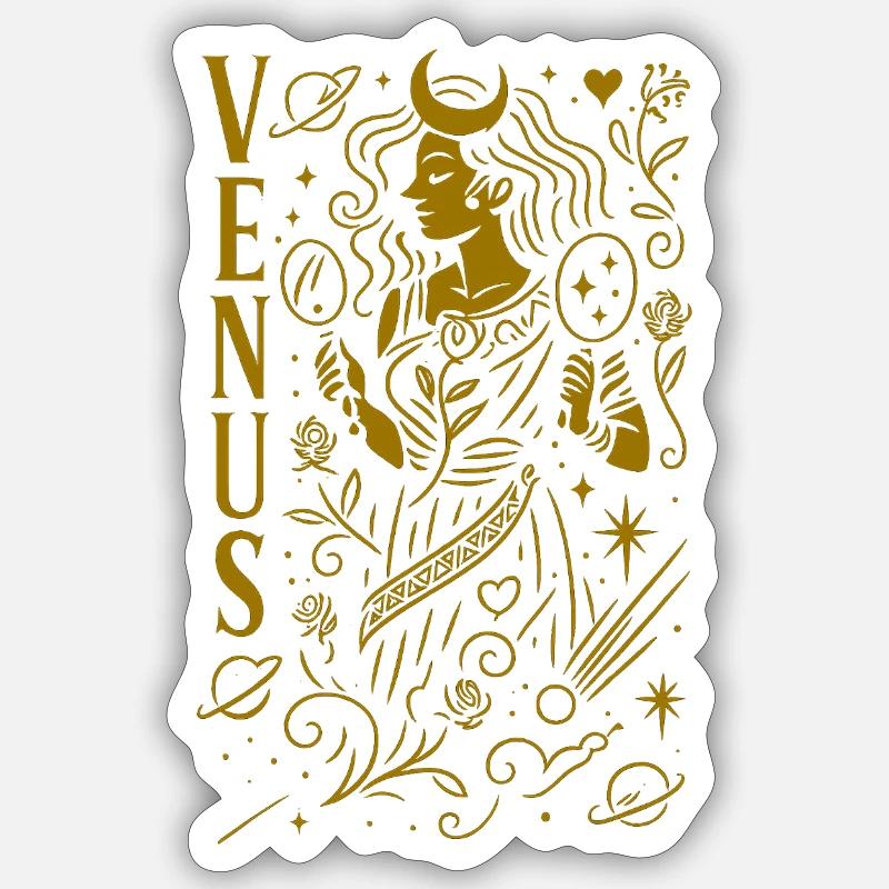 Vénus Ligne Céleste Art Déesse - Sticker taille S (10 x 10 cm) - blanc mat