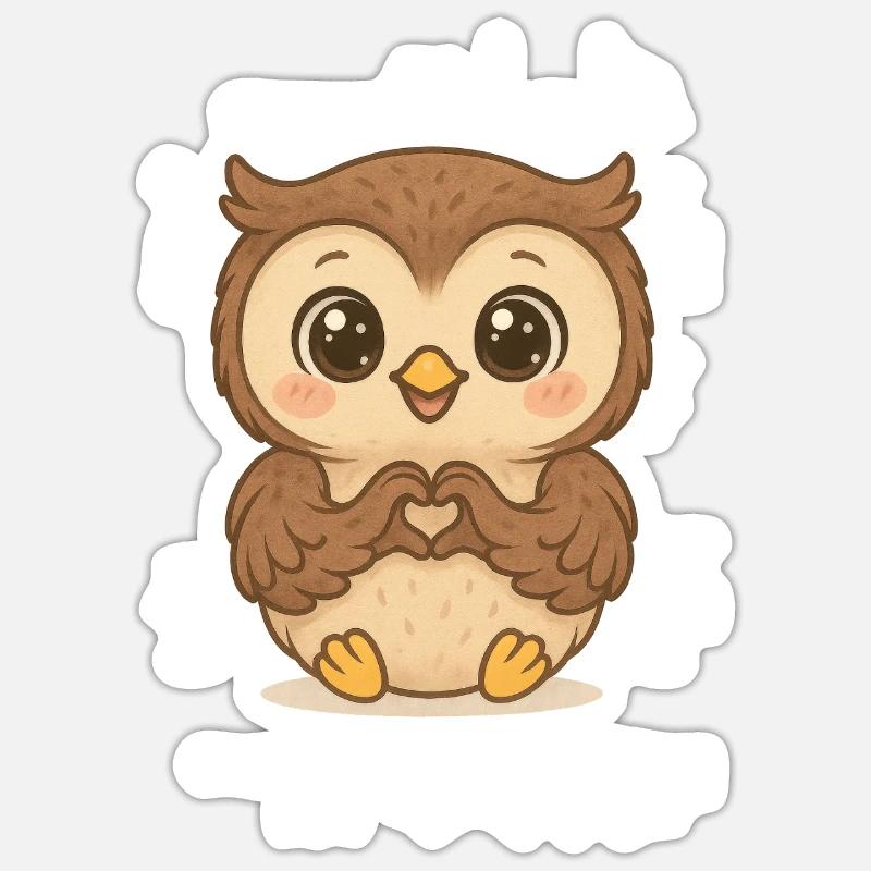 Niedliche Eulenherz - Sticker Größe S (10 x 10 cm) - Mattweiß