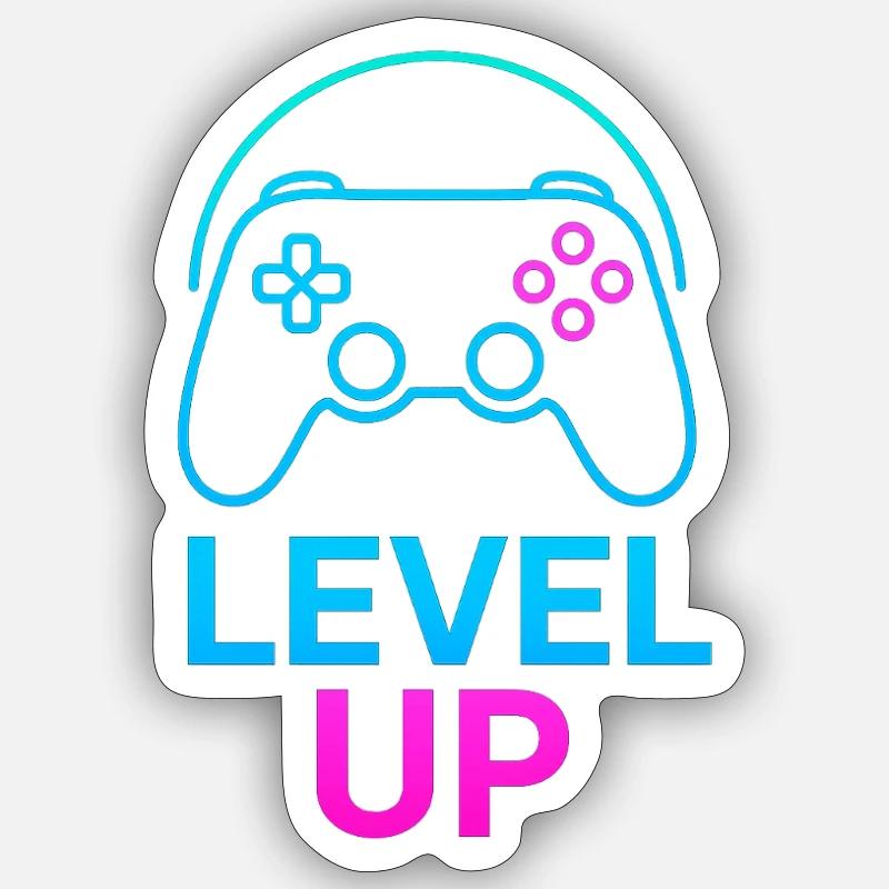 Level Up Neon Controller Graphics Sticker size S (10 x 10 cm)