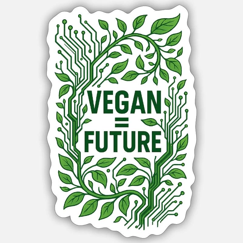 Vegan Future Green Tech Vision - Sticker size S (10 x 10 cm) - white matte
