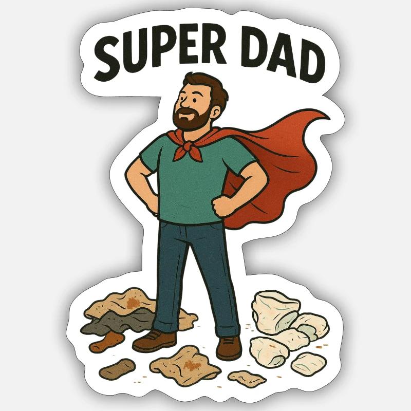 Super Dad Capeheld - Sticker size S (10 x 10 cm) - white matte