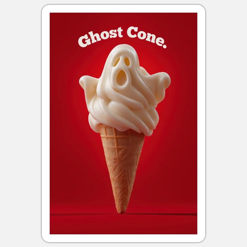 Glace Ghost Cone - Sticker taille S (10 x 10 cm) - blanc mat